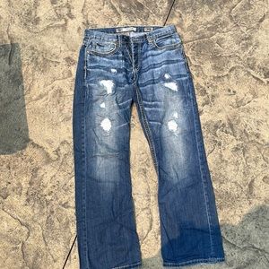 BKE Tyler denim 30R mens jeans, lightly worn. Tattered.